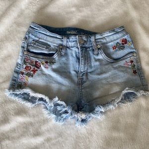 Mossimo Jean Shorts Flower Embroidered